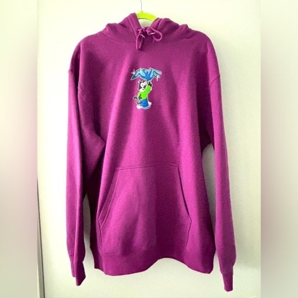 HUF Bad Cat Purple Pullover Hoodie, US Men’s Size Large, Unworn, NWT